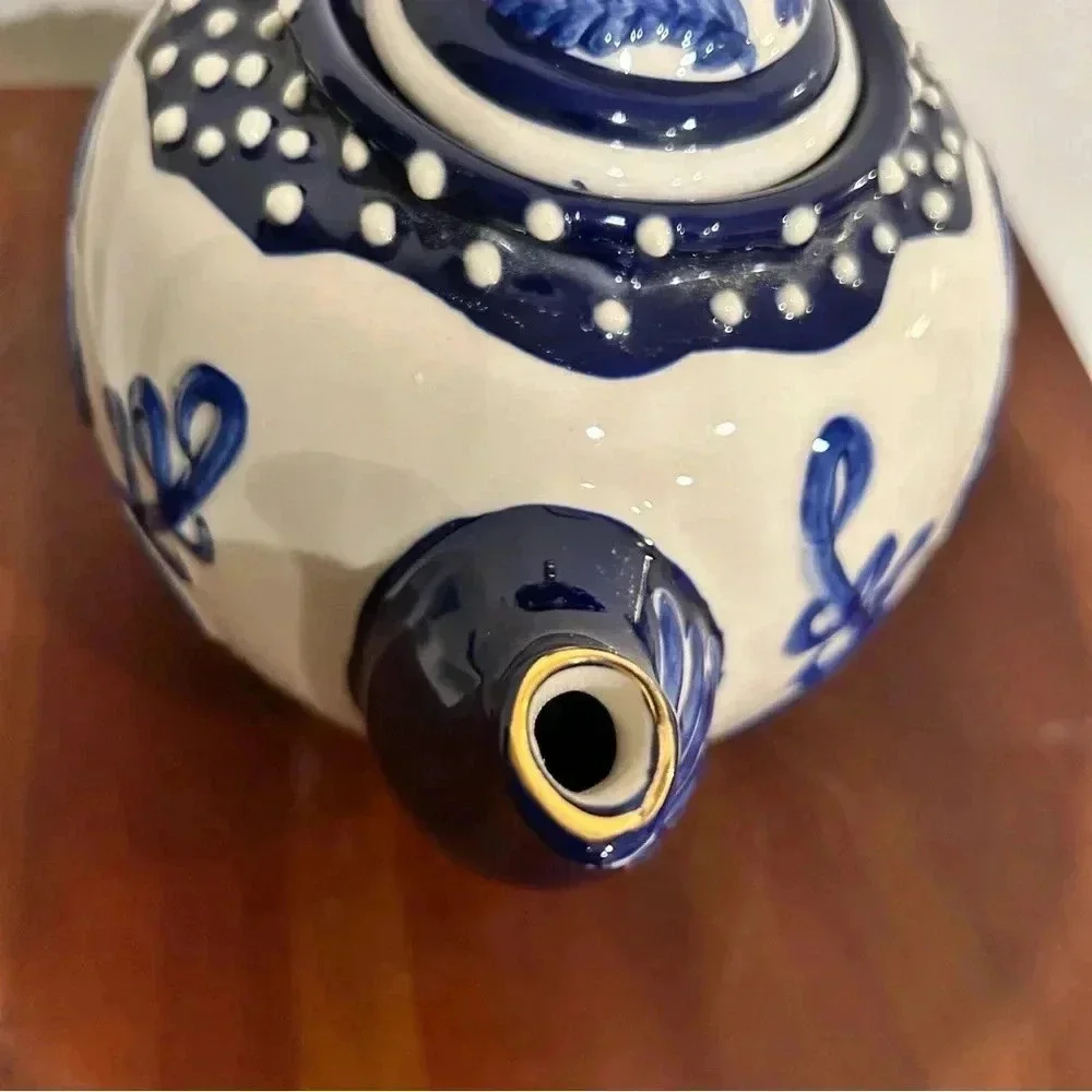 Heather Goldminc Blue Sky Clayworks Blue and White Teapot